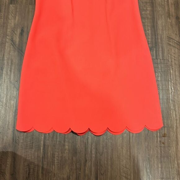 J. Crew Coral Red Dress with scallop edges, Size 2 - Picture 3 of 7